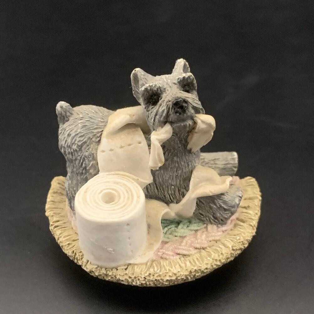 Vintage Schnauzer Dog Playing with Toilet Paper Refrigerator Magnet